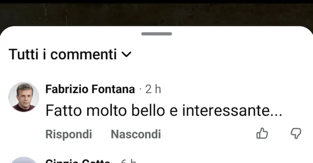 Commento Facebook di Fabrizio Fontana: fatto molto bello e interessante