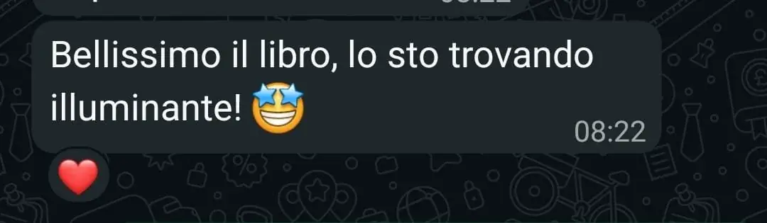 Messaggio WhatsApp: bellissimo il libro, lo sto trovando illuminante